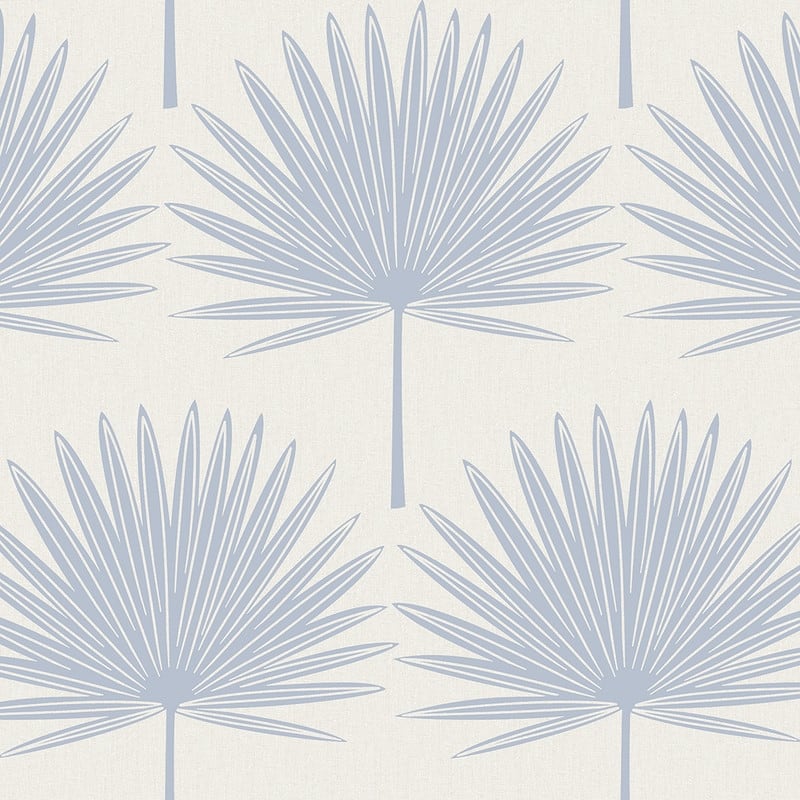 Tempaper Stamped Palm Peel and Stick Wallpaper Powder Blue/Off-White