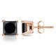 preview thumbnail 4 of 8, Auriya 14k Gold 2ctw Princess-cut Black Diamond Stud Earrings Rose
