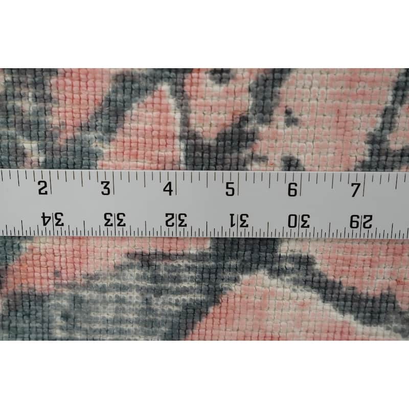 Hand Knotted Oriental Viscose Silk Carpet Modern Pictorial Pink Abstract Area Rug - 7' 8'' X 5' 7''