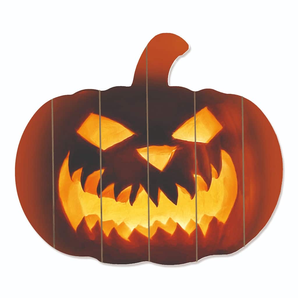 17" Orange Scary Jack O-Lantern Hanging Pumpkin Halloween Wall Decor