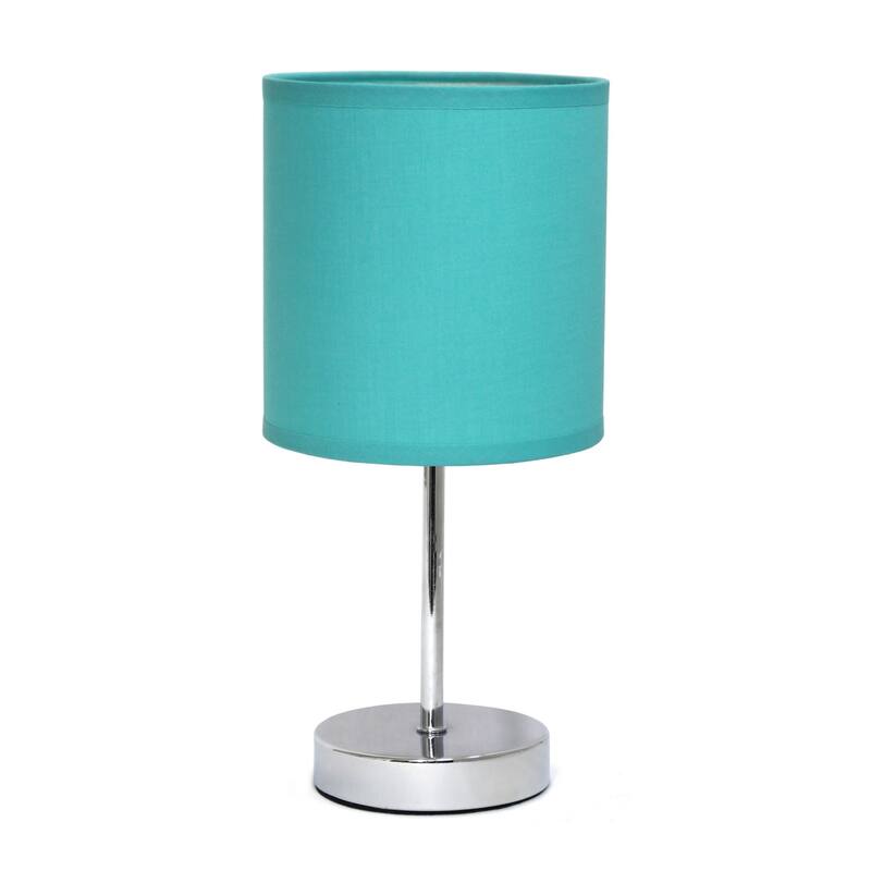 Traditional Petite Table Lamp with Drum Shade - 11.75" - Silver and Blue