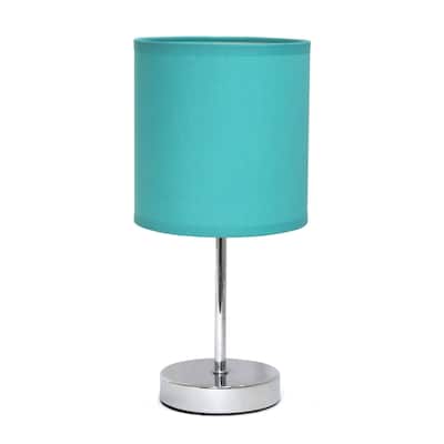 Traditional Petite Table Lamp with Drum Shade - 11.75" - Silver and Blue