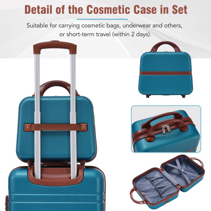4 Pieces Hardshell Luggage Sets, 20"+24"+28" Luggages and Cosmetic Case Set Spinner Suitcase Set with TSA Lock