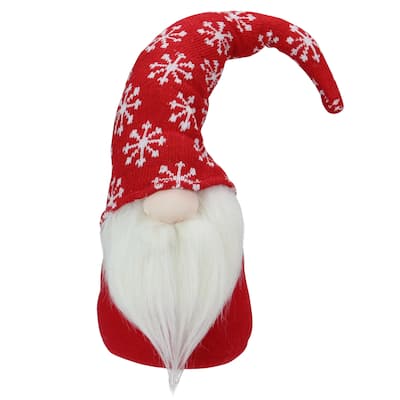 Santa Gnome with Snowflake Hat Christmas Figure - 8" - Red