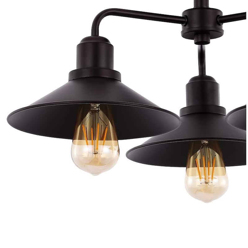 Calvin 18.5" 3-Light Iron Industrial LED Semi-Flush Mount, Oil Rubbed Bronze by JONATHAN Y