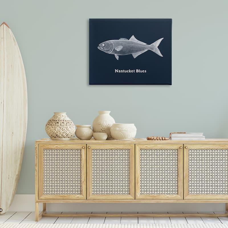Stupell Nantucket Blues Fish Canvas Wall Art Design By Phillipa Katz