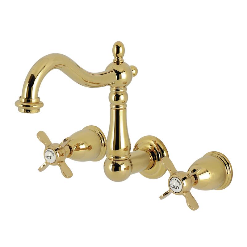 Kingston Brass KS125.BEX Essex 1.2 GPM Wall Mounted Widespread - Polished Brass - Polished Brass