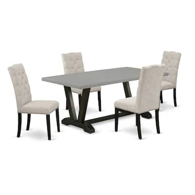 5-Piece Dining Room Table Set with Parson Chairs - Modern Kitchen Table Set - 72