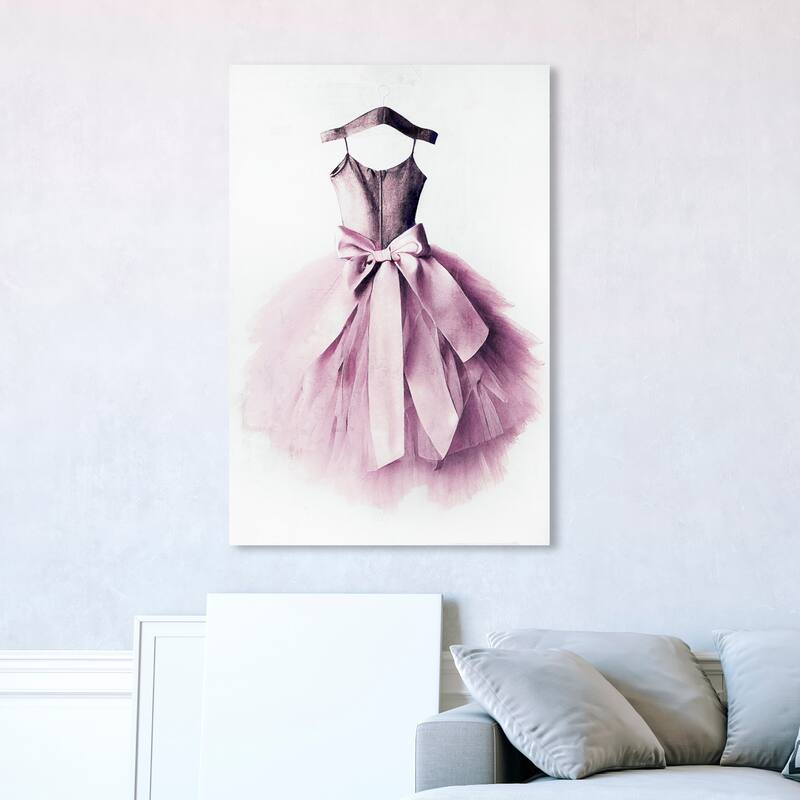 Wynwood Studio Fashion and Glam Long Tulle Dress Purple and Traditional Wall Art Canvas Print - 45 x 30