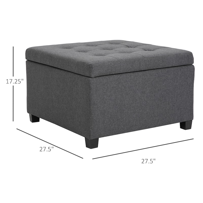Fabric Tufted Storage Ottoman with Flip Top Seat Lid