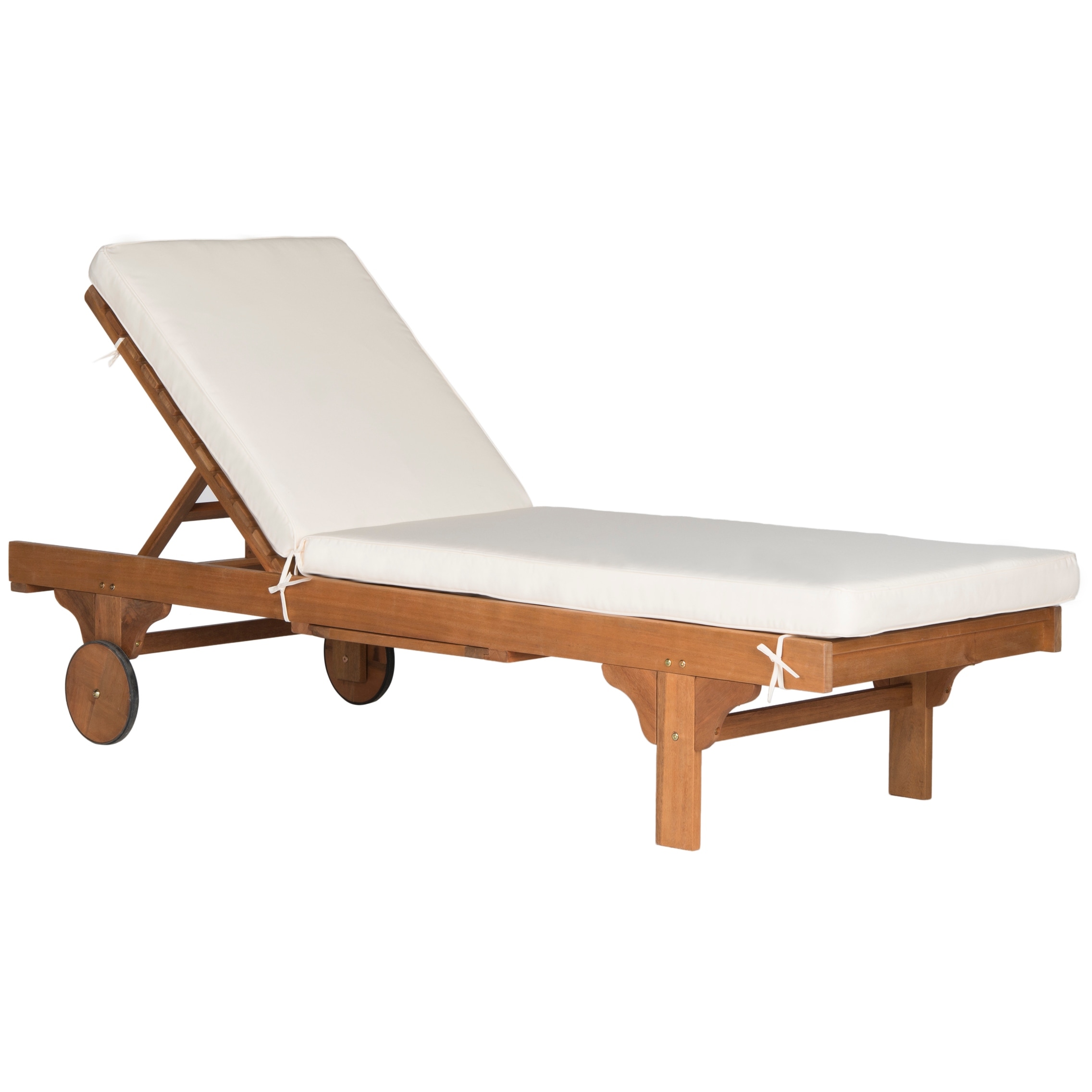 Safavieh outdoor living newport brown cart deals wheel adjustable chaise
