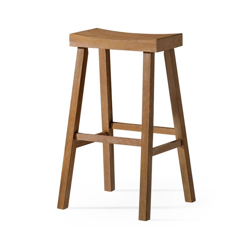 HomeRoots 31" Natural Solid Wood Backless Bar Height Bar Chair