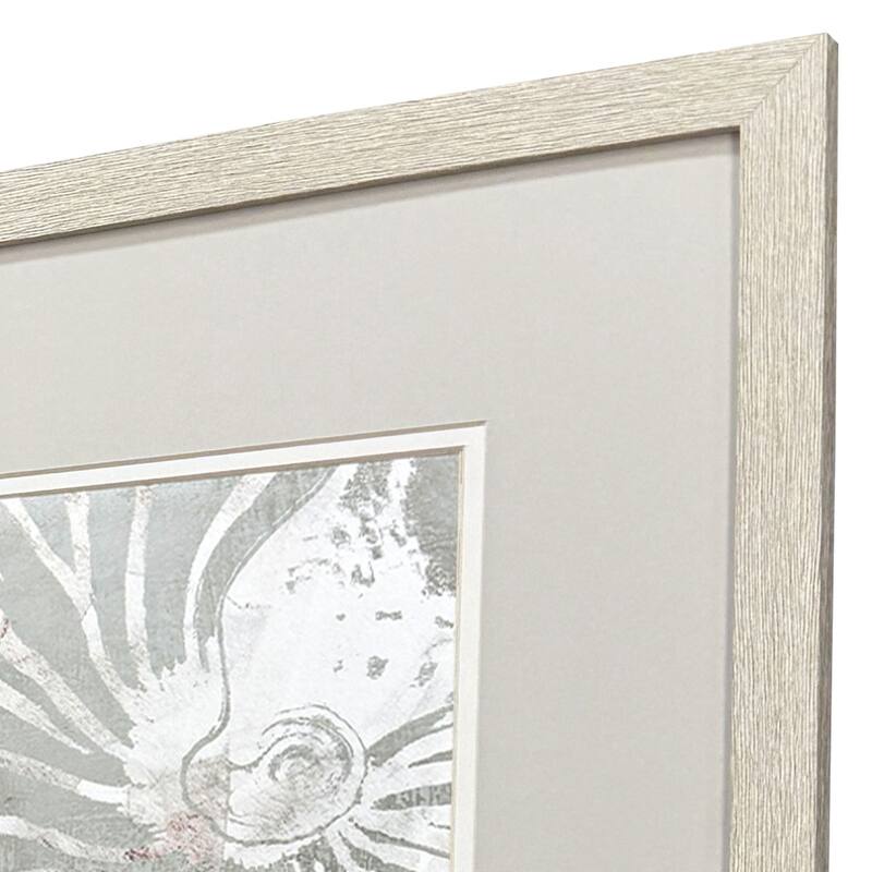 HomeRoots Set Of Two Nautilus Shell Distressed White Framed Wall Art