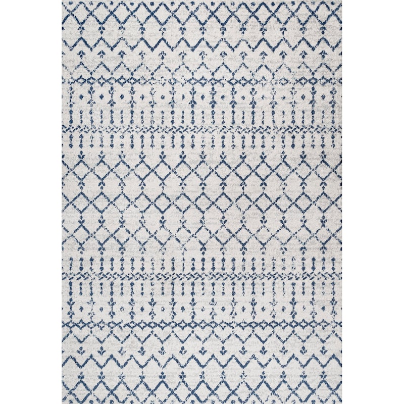 JONATHAN Y Modern HYPE Boho Vintage Diamond Area Rug - 8 X 10 - Cream/Navy