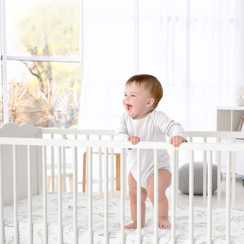 Jungle Safari Animals Boy Girl Fitted Crib Sheet Taupe Black White Gender Neutral Elephant Giraffe Wildlife Adventure Serengeti