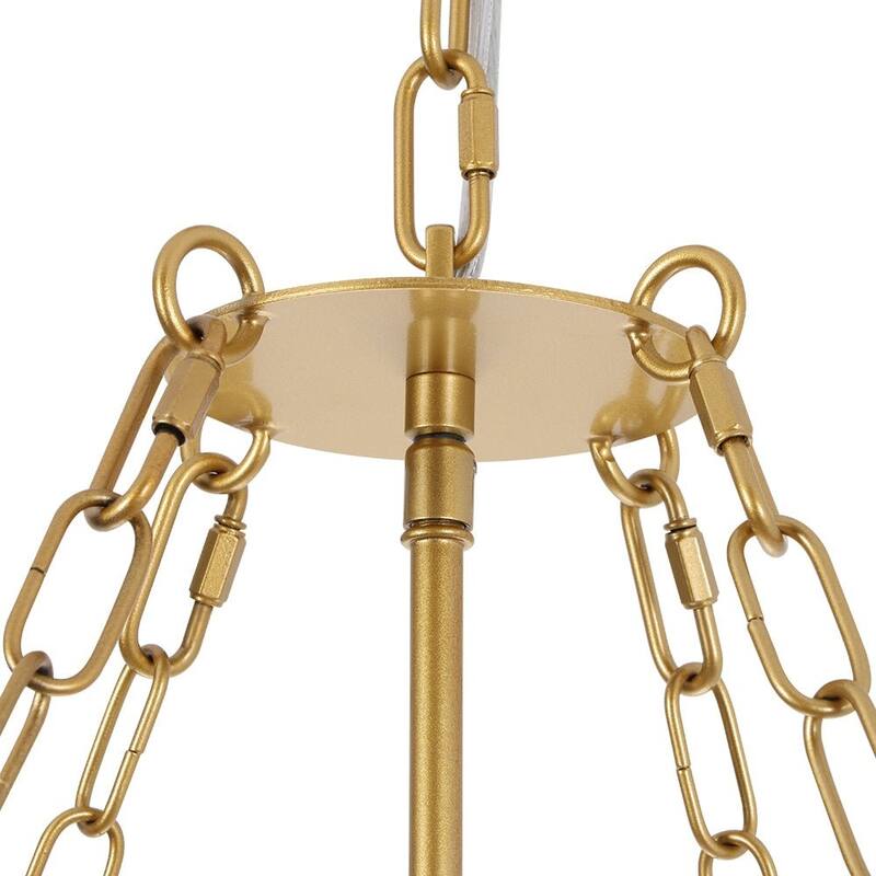 Mid-Century Modern 6-Light Glass Blossom Round Cage Chandelier
