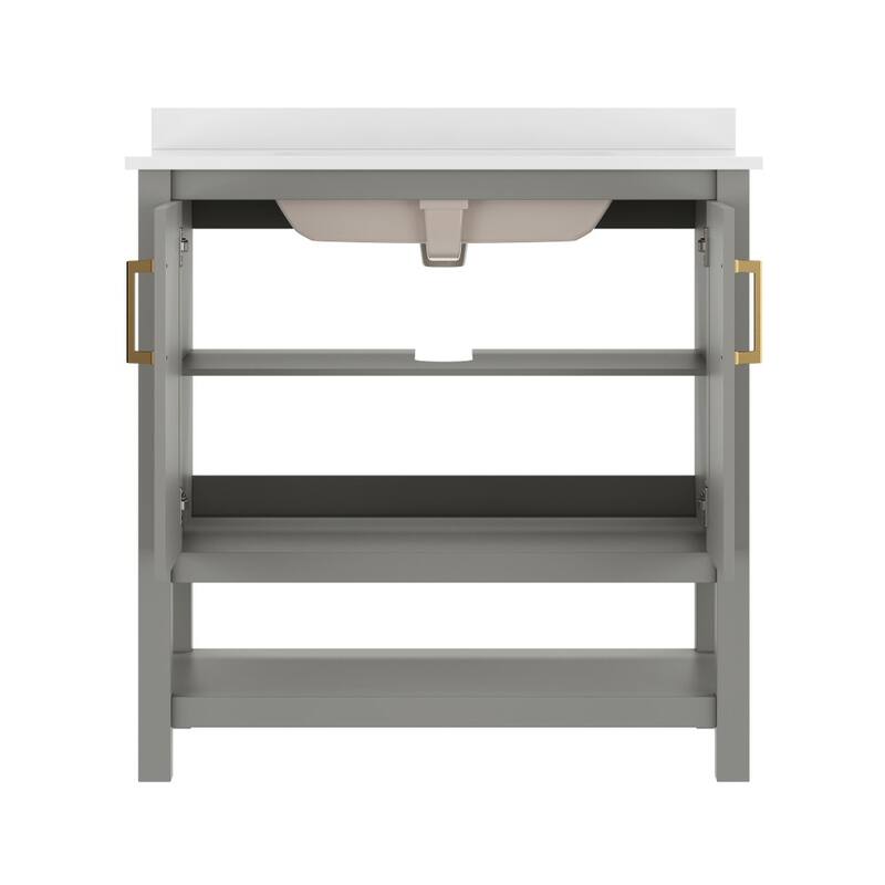 Bathroom Vanity with Undermount Sink and Open Storage Shelf