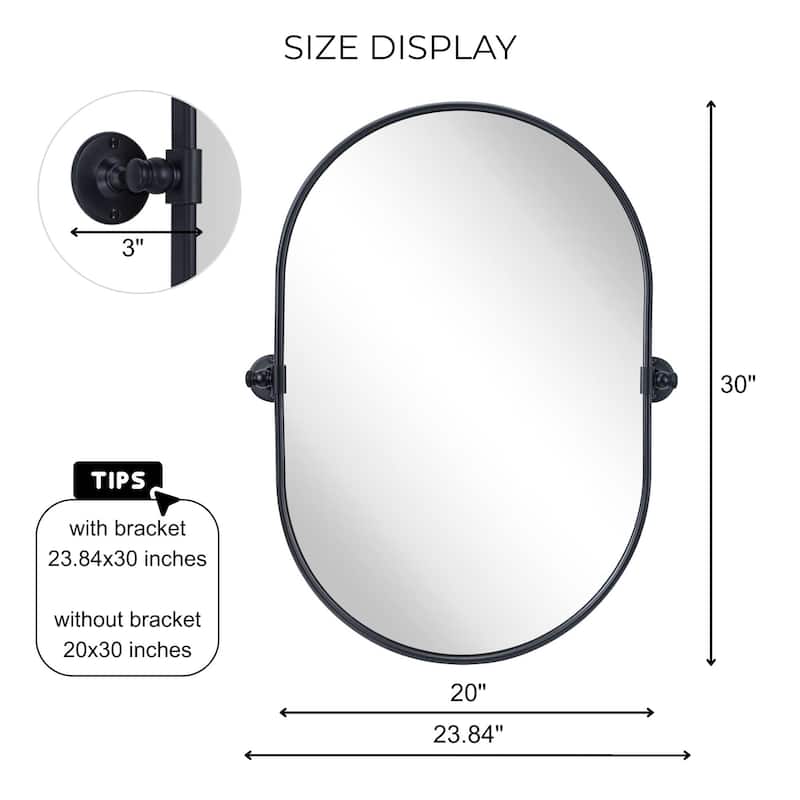 TEHOME Luka Farmhouse Oval Pivot Metal Wall Mirror - 20'' x 30''
