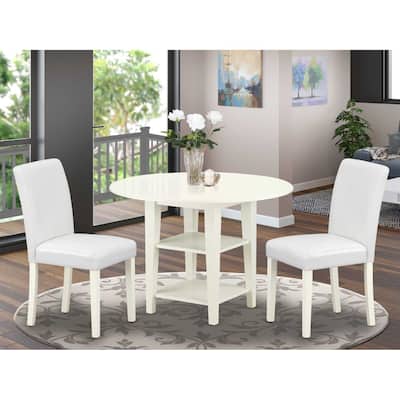 Modern Dining Set 3pc - Round Table & 2 Parsons Chairs - 42 Inch - City Chic Design