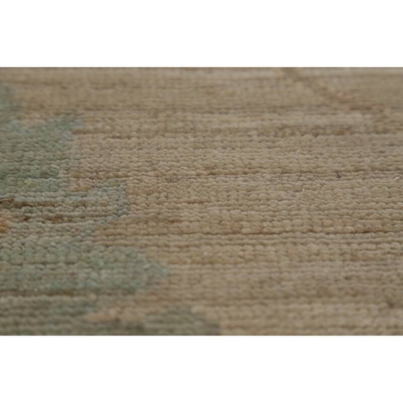 Hand Knotted Oriental 100% Wool Carpet Transitional All-Over Beige & Ivories Oushak Area Rug - 8' 10'' X 6' 2''