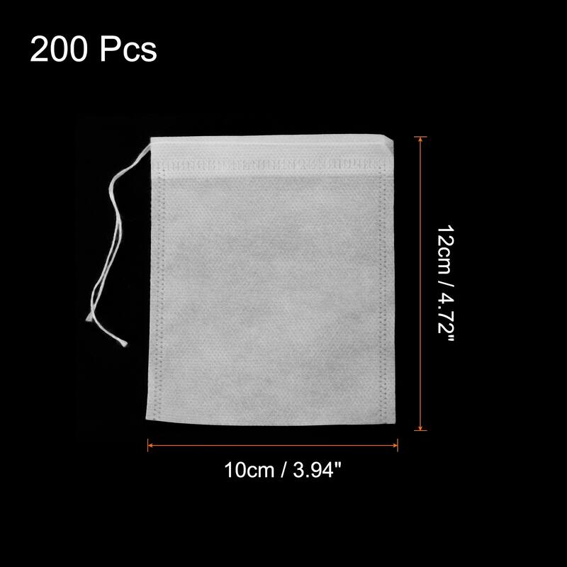 200 Pcs Disposable Tea Bags for Loose Leaf Tea, Tea Filter Bags - White - 4.7" x 3.9"