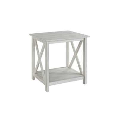 22 in. White Square Wood End Table, Sturdy Build End Side Table for Living Rooms
