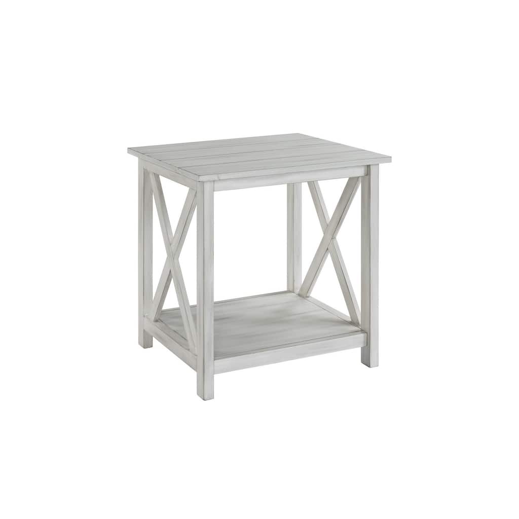 22 in. White Square Wood End Table, Sturdy Build End Side Table for Living Rooms