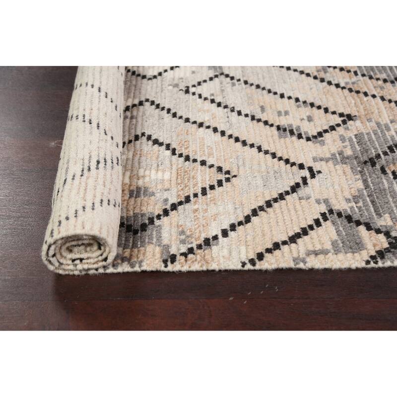 Modern Geometric Moroccan Oriental Area Rug Handmade Wool Carpet - 5'4" x 7'5"
