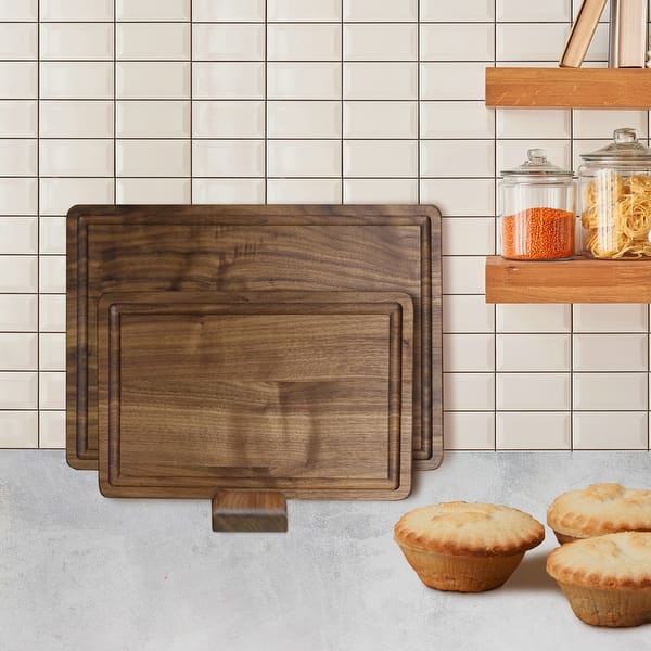Delice Rectangle Cutting Board with Juice Drip Groove - Walnut - Set of 2