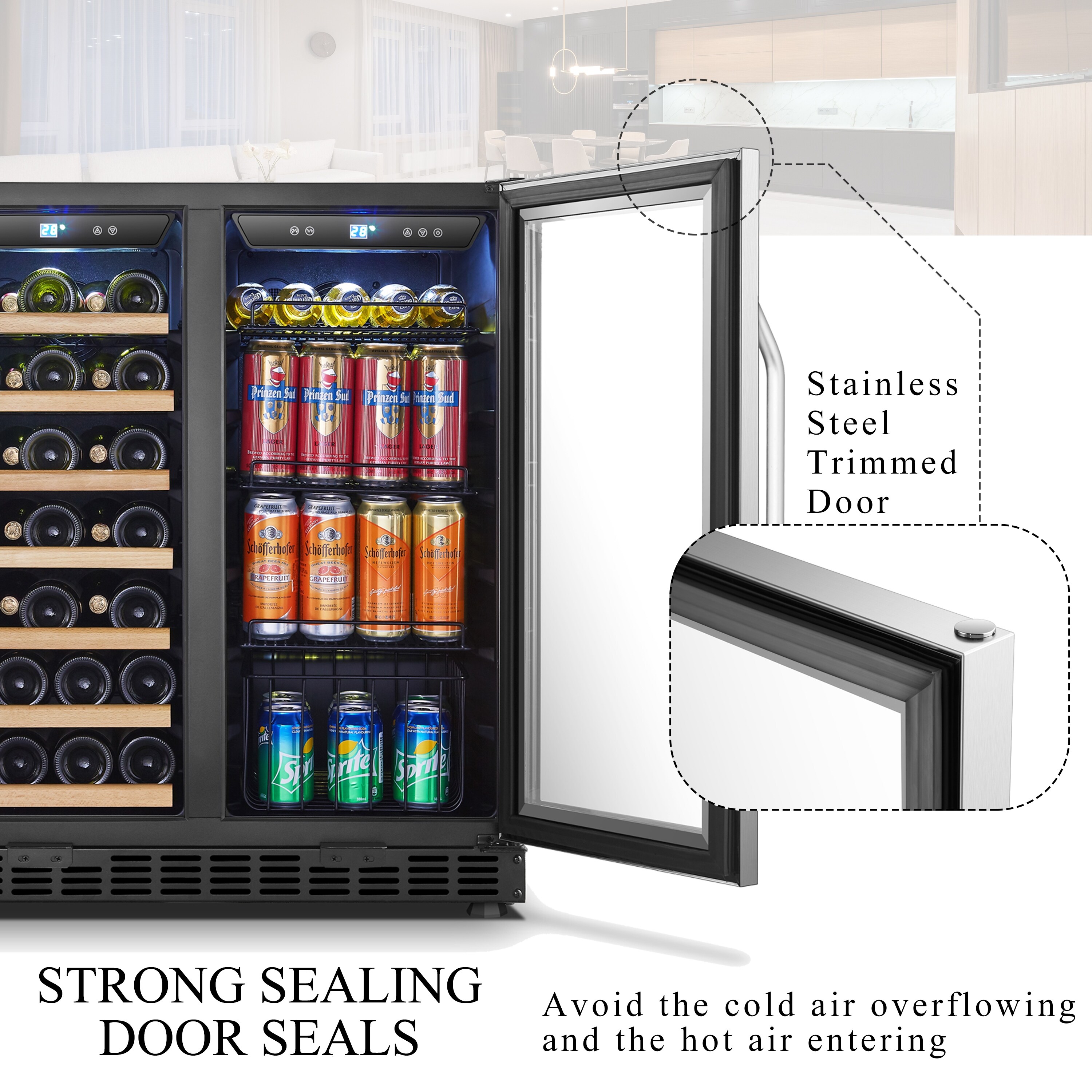 Dual Zone Stainless Steel Under Counter Wine and Beverage Cooler