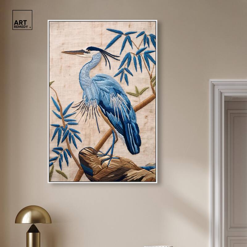 Needlework Heron Canvas by Art Remedy