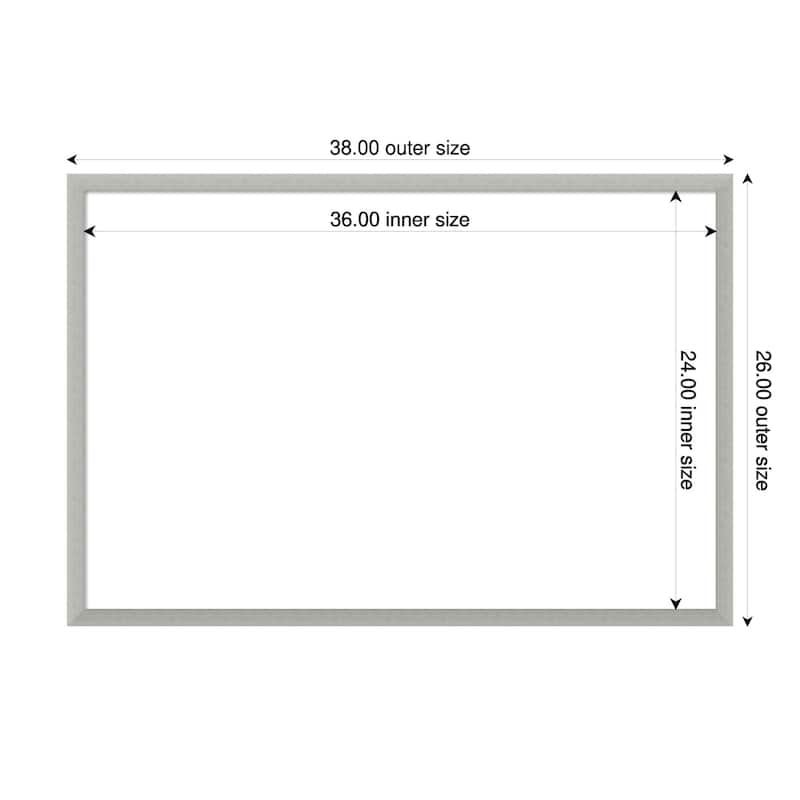Amanti Art Silver Leaf Framed Dry Erase Magnetic Board - 38 x 26 in