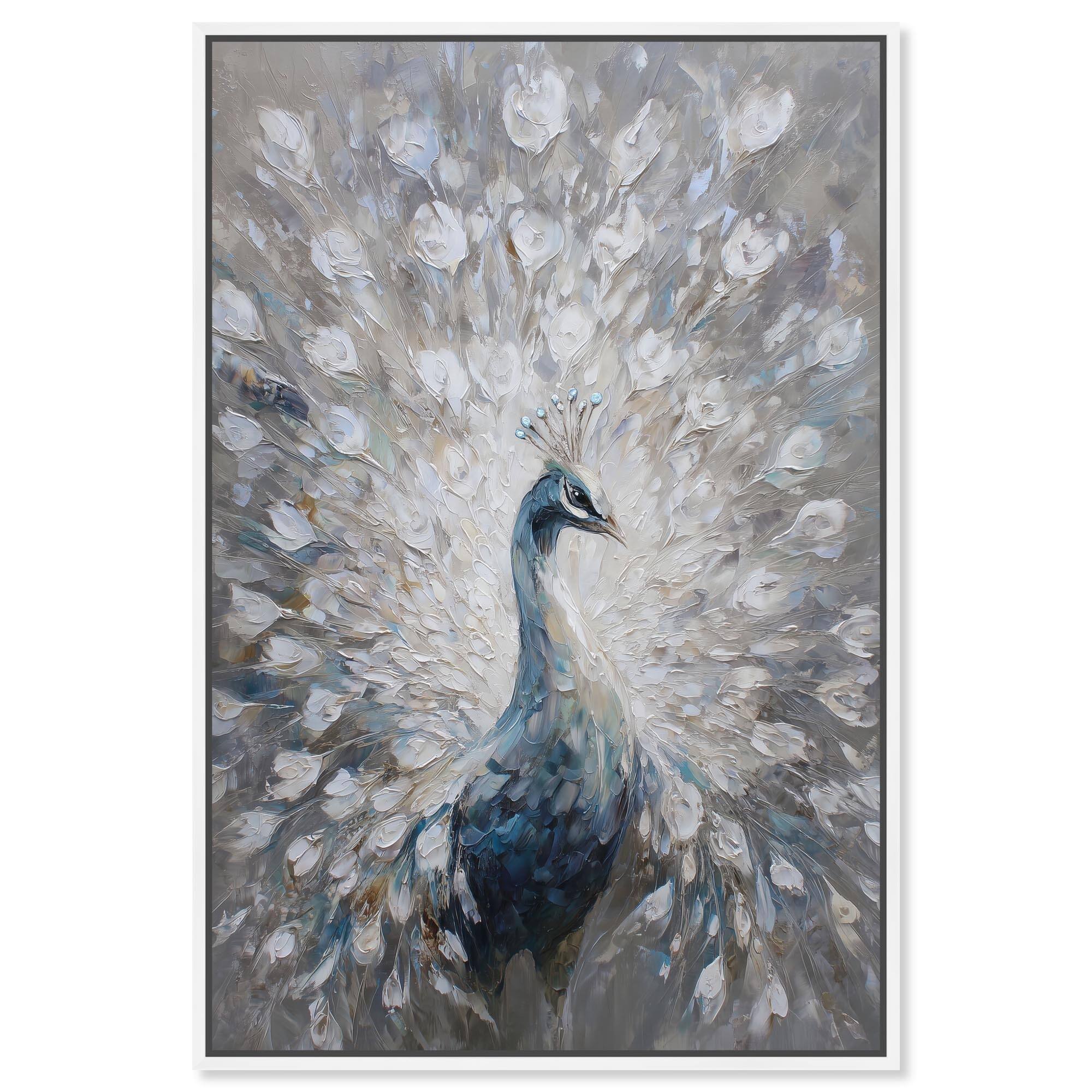 White Peacock II Vintage Wall Decor Canvas Print by Art Remedy