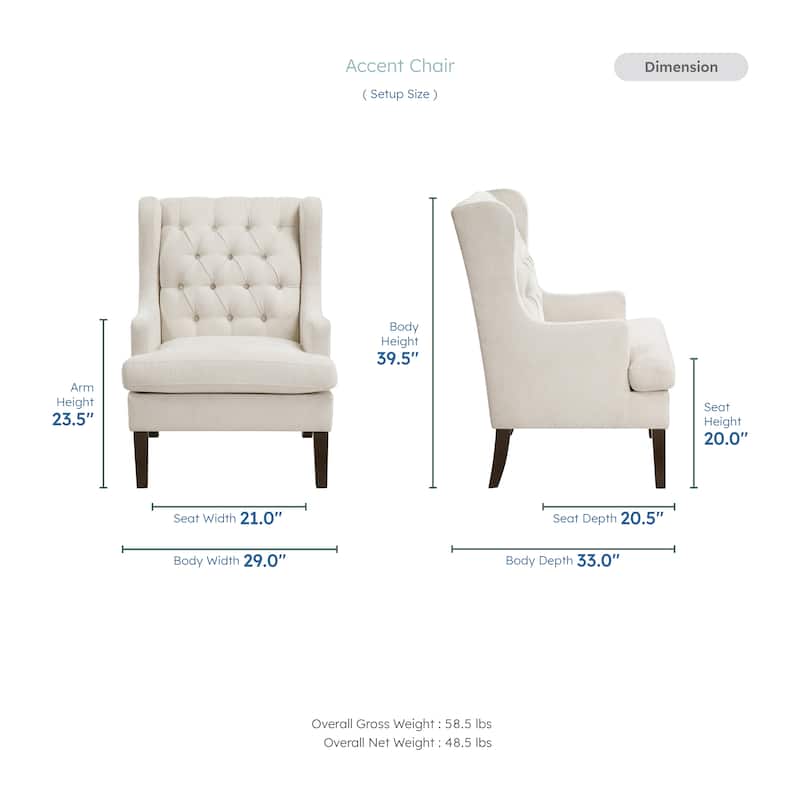 Haven 29" Textured Accent Chair - Button-tufted Chair Back