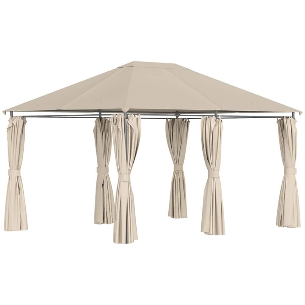 Patio Gazebo with 6 Detachable Sidewalls PA-Coated UV-Resistant Canopy & Powder-Coated Steel Frame - 13.1' L x 9.8' W x 9' H