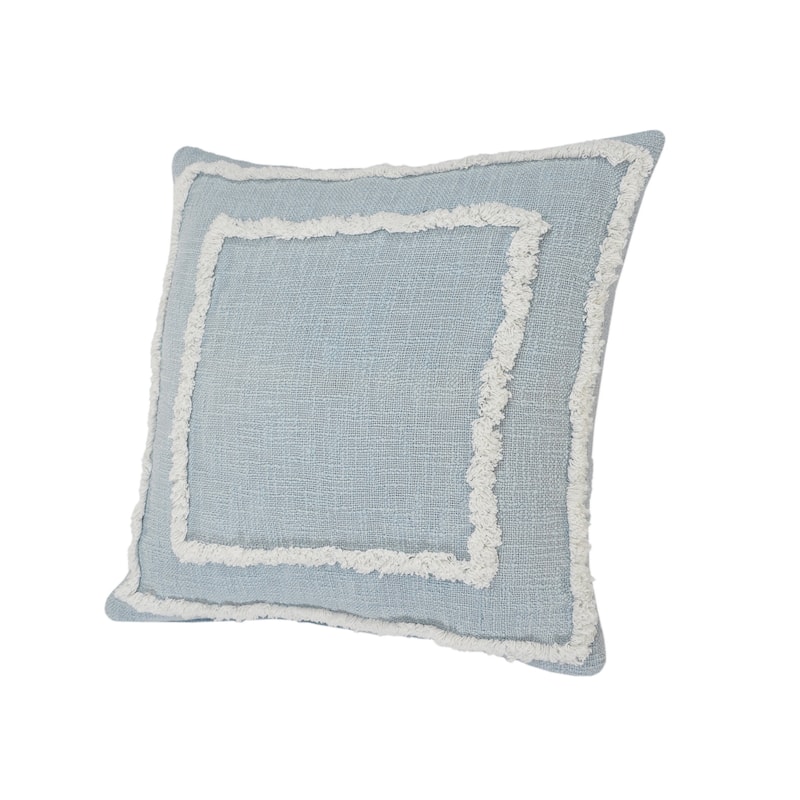 Sevita Guajira Contemporary Textured Sky Blue/White Cotton Throw Pillow