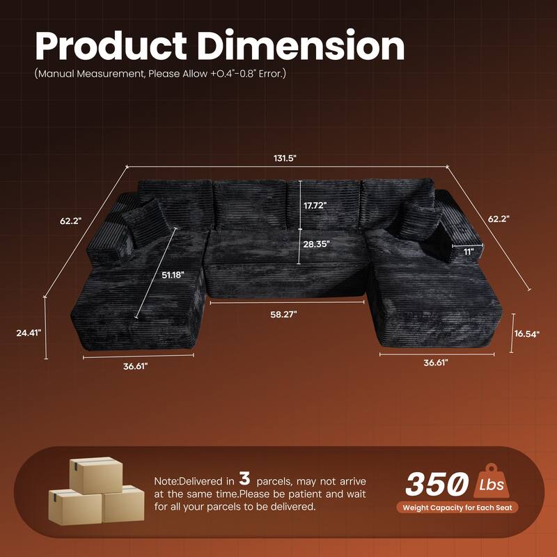 VIOS No-Assembly Plush Fabric Sofa Set​