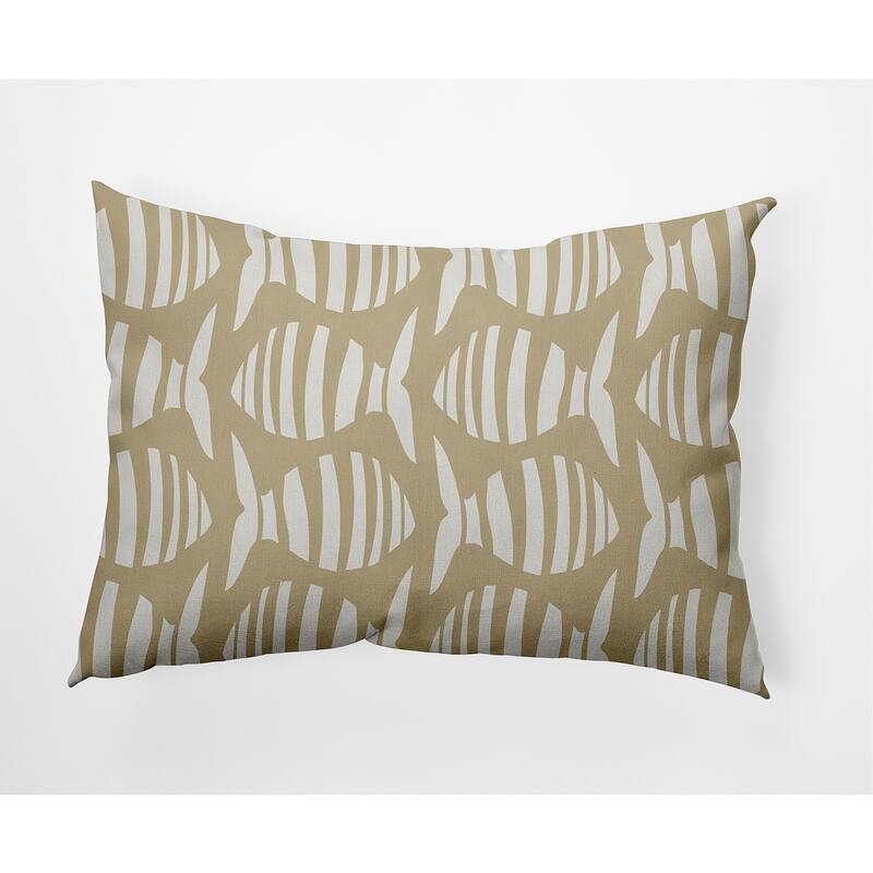 Swimming School Nautical Indoor/Outdoor Throw Pillow - Taupe - 14" x 20"