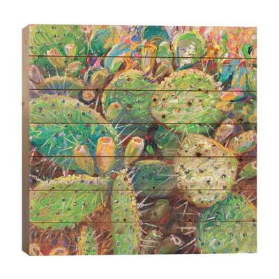 Make Love To A Cactus Print On Wood by Iris Scott - Multi-Color