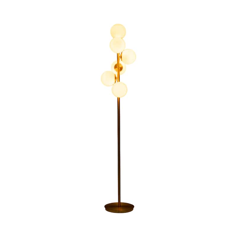 Sagebrook Home Modern Glam Glass 72" Frosted Globe Floor Lamp, Gold, Pedestal - 14" x 14" x 72"