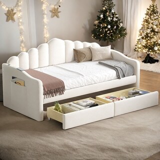3 Color 81" Twin Size Velvet Sofabed Daybed with Backrest, 2 Drawers and USB Charging Ports