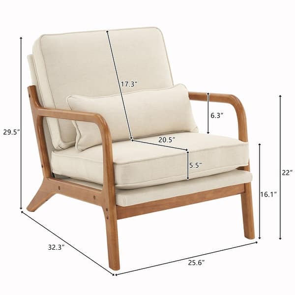 dimension image slide 1 of 2, Mid Century Modern Upholstered Accent Chair