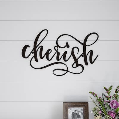 Decorative 3D Word Art Metal Cutout Wall Sign - Cherish