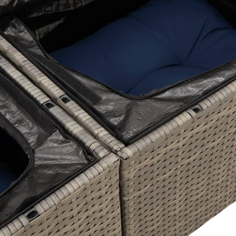 vidaXL Reclining Patio Sofa 2-Seater with Table Loveseat Furniture Poly Rattan - 23.2 x 51.2 x 36.2 in