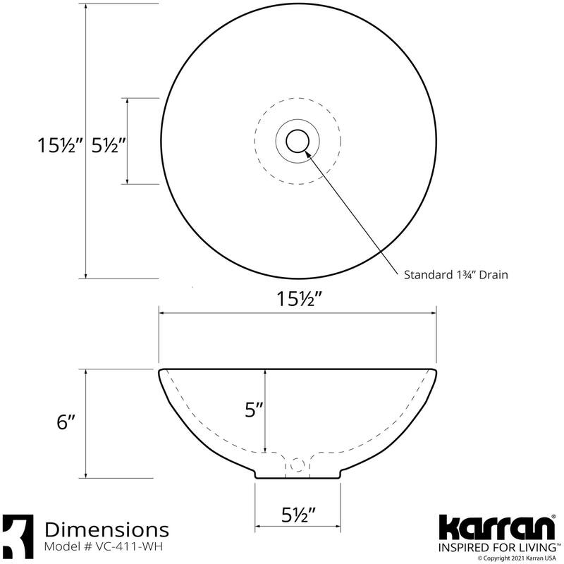Karran USA VC-411 Valera 15-1/2" Circular Vitreous China Vessel