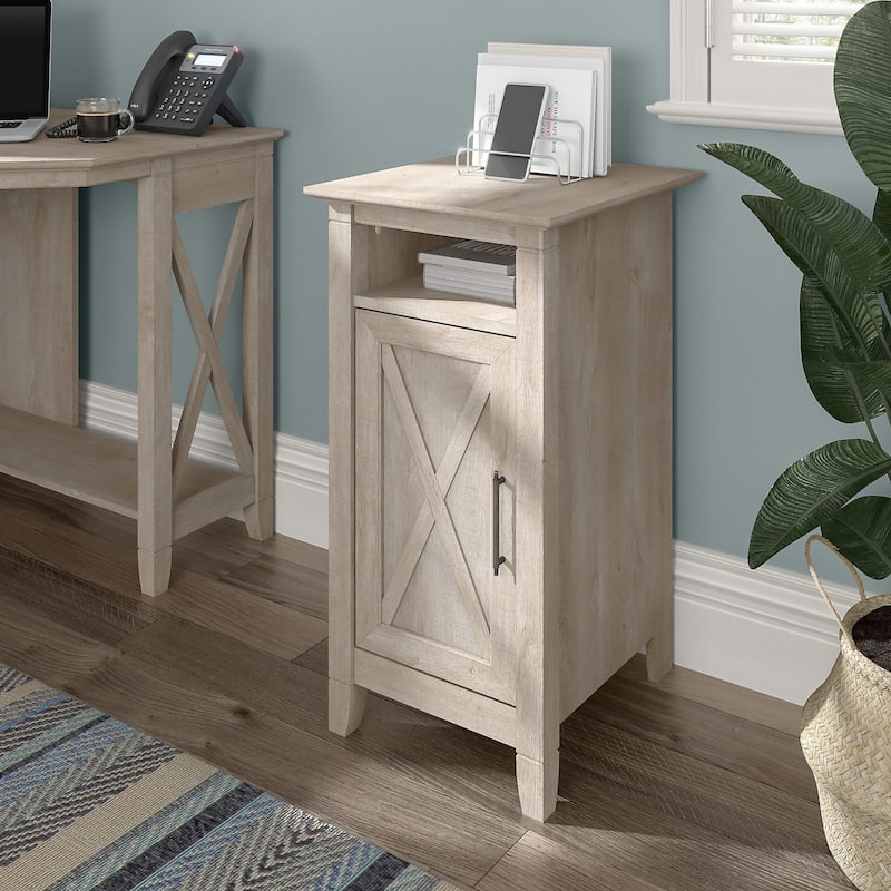 Key West Small Storage Cabinet with Door by Bush Furniture - Washed Gray