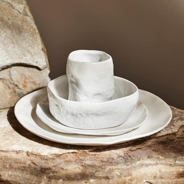 slide 2 of 7, Stone by Mercer Project ATIK Stoneware Dinnerware Set White - 16 Piece