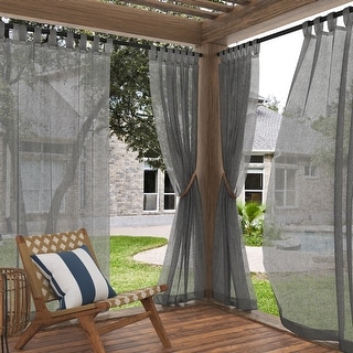 No. 918 Amina Open Weave Indoor/Outdoor Sheer Tab Top Curtain Panel ...