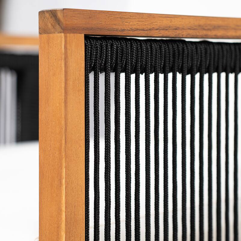 Christopher Knight Home - Modern Outdoor Acacia Wood Dining Set with Cushions and Handwoven Rope Chairs