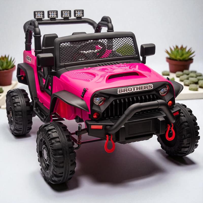 24V Kids Ride-On Electric Car with 400W Motor, Remote Control, Four-Wheel Suspension, Bluetooth, USB, LED Lights for Kids 3+ - Rose Red